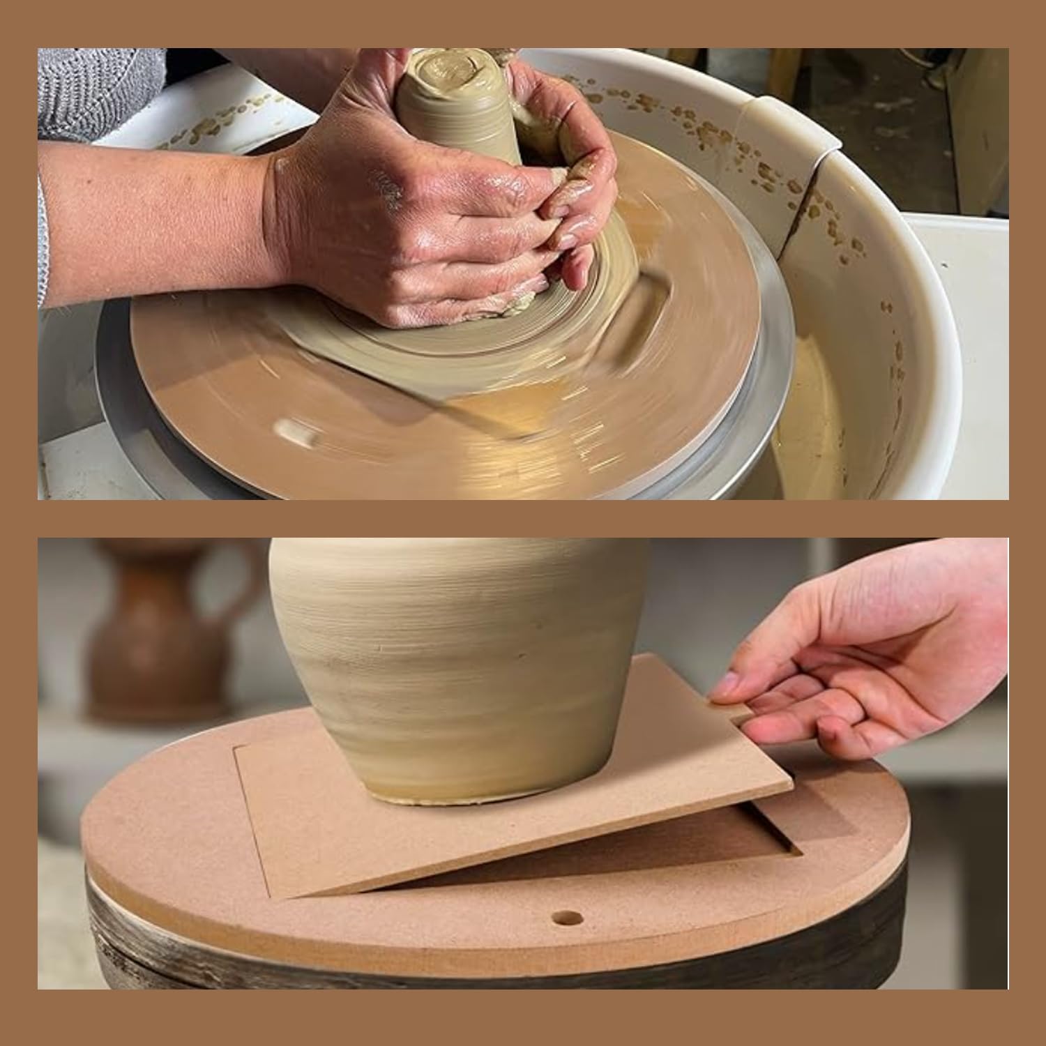 ArtBeek Pottery Wheel Bat 30,5 cm Töpfer-Fledermaus-Räder mit 10 Sets 17,8 cm quadratischen Innenschlägern. Keramik-Töpferei für Töpfer und Ton, mit 2 Packungen Nüssen, Holzschlägern, wasserdichte