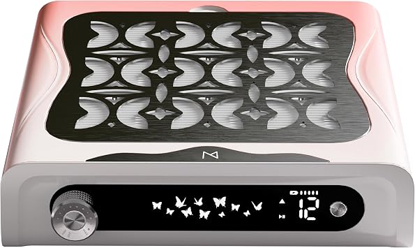 M Nova Air Nail Dust Collector 60W, Cordless Rechargeable Nail Vacuum, 4000RPM Dust Extractor for Acrylic Gel Dip Powder, Low Noise Portable Salon Machine Pink