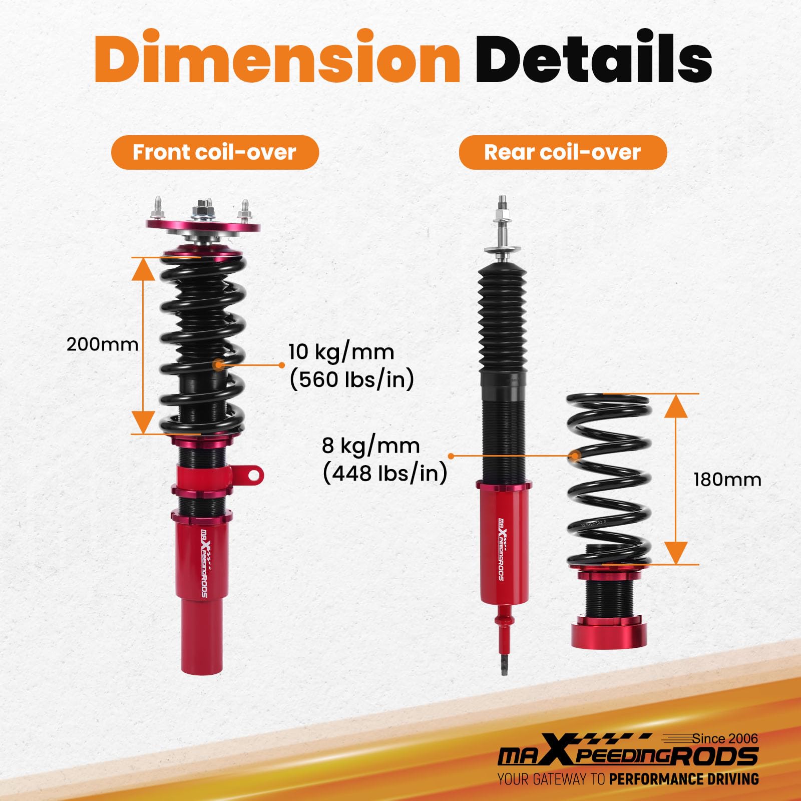 maXpeedingrods Suspensión roscada para amortiguadores 3 E90 E91 04-12 2 delanteros y 2 traseros