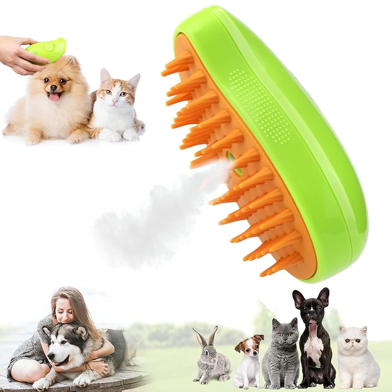 Gxlaihly Cepillo de vapor para gatos,Cepillo de vapor para gatos 3 en 1,Vepillo de Vapor Autolimpiable para Gatos Perros,cepillo de aseo para gatos,Para Gatos Perros Masaje Cepillos Autolimpiantes (B)