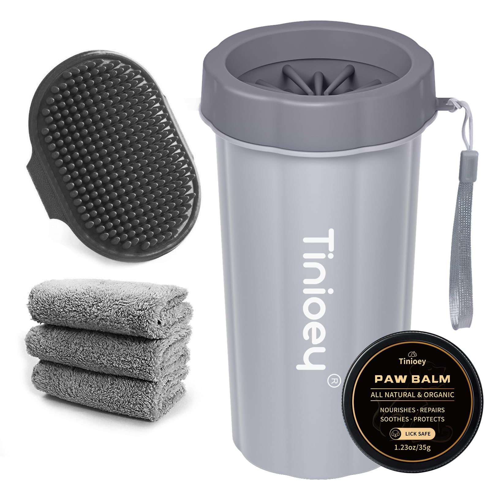 Dog Paw Cleaner for Large Dogs With 3 Towels & Bath Brush, Muddy Foot Washer for Pets