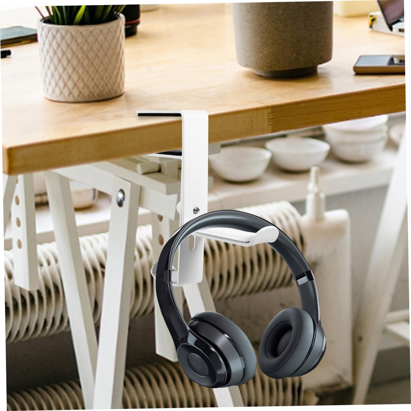 jojofuny 3pezzi Gancio Per Cuffie Regolabile Metallo Da Scrivania Installazione Senza Perforazione Supporto Elegante Per Headset e Auricolari Compatibile Con Diverse Di Tavolo