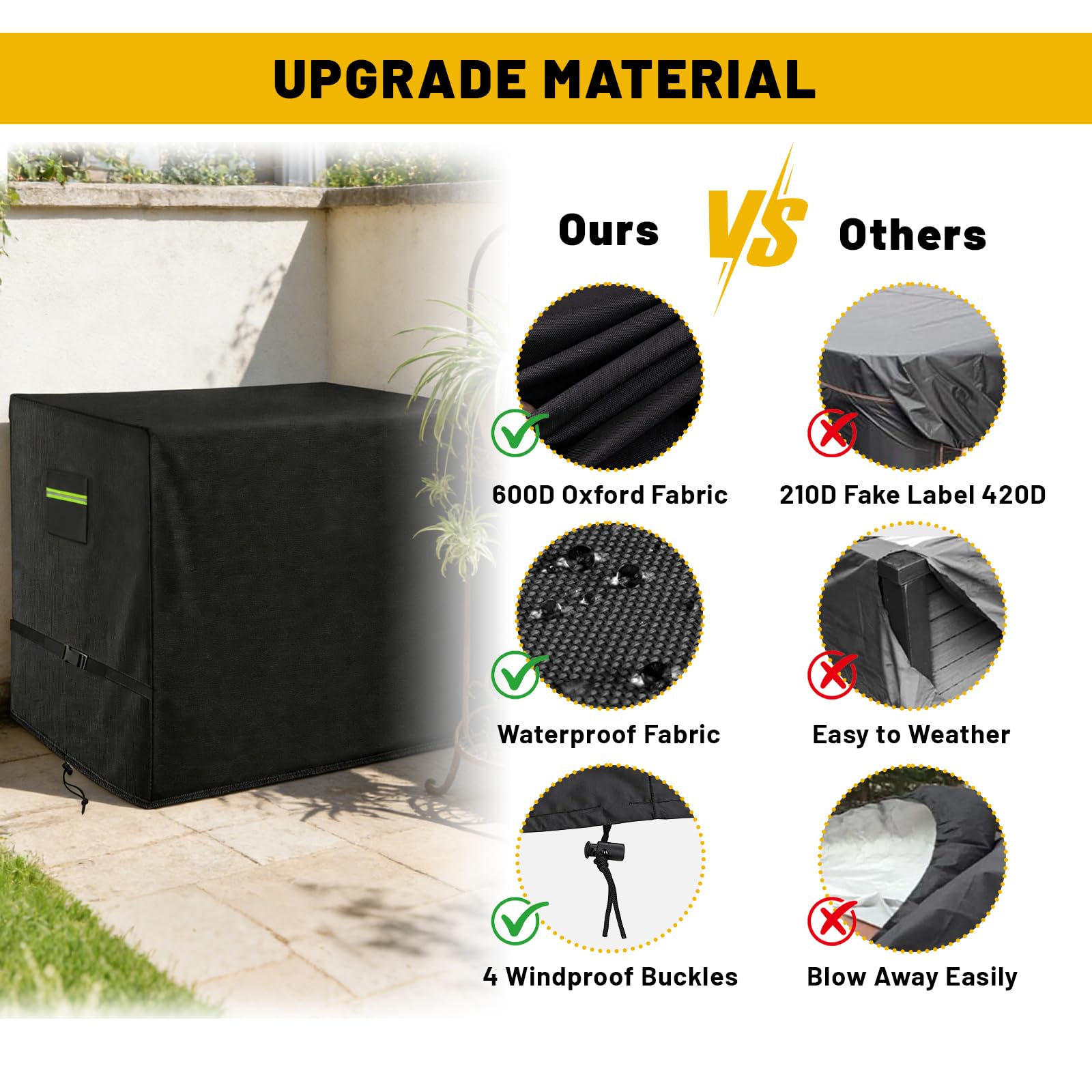 Housse pour palettes et caisses grillagées, Protection imperméable Toutes Saisons, Housse de Palette Euro en Tissu Oxford 600D, Robuste et résistante aux déchirures (125 * 105 * 125CM)