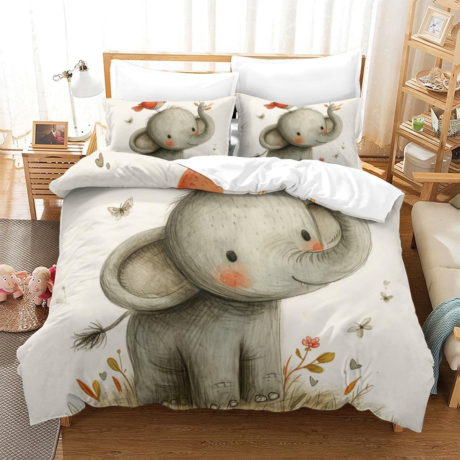 Parure de lit élephant et fourmis Super King 260x220 en microfibre