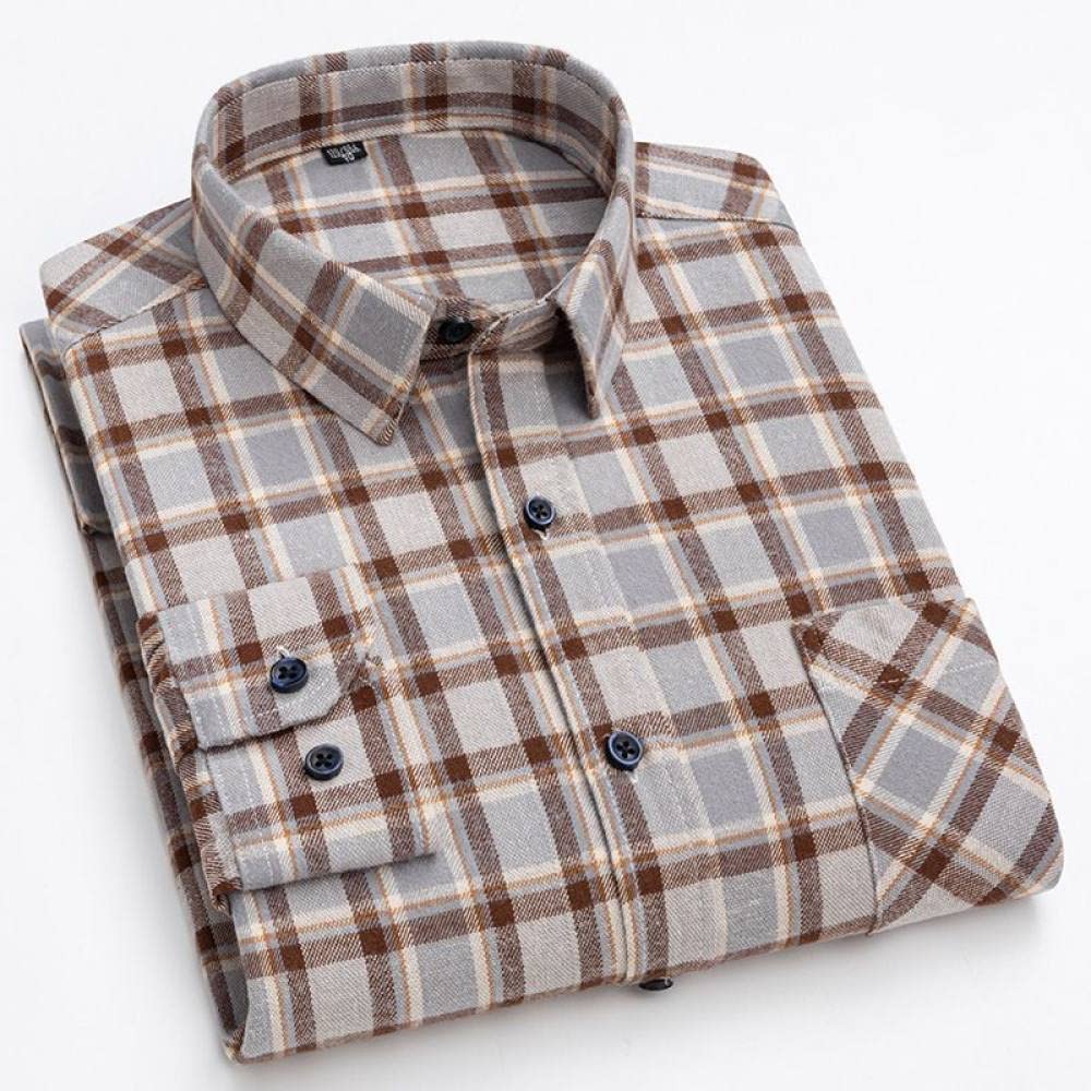 IIK Camicia in Cotone A Maniche Lunghe da Uomo,Camicia Casual A Maniche Lunghe da Uomo, Camicia Casual A Quadri in Cotone A Manica Lunga da Uomo Camicia Casual da Uomo Morbida E Confortevole Camici