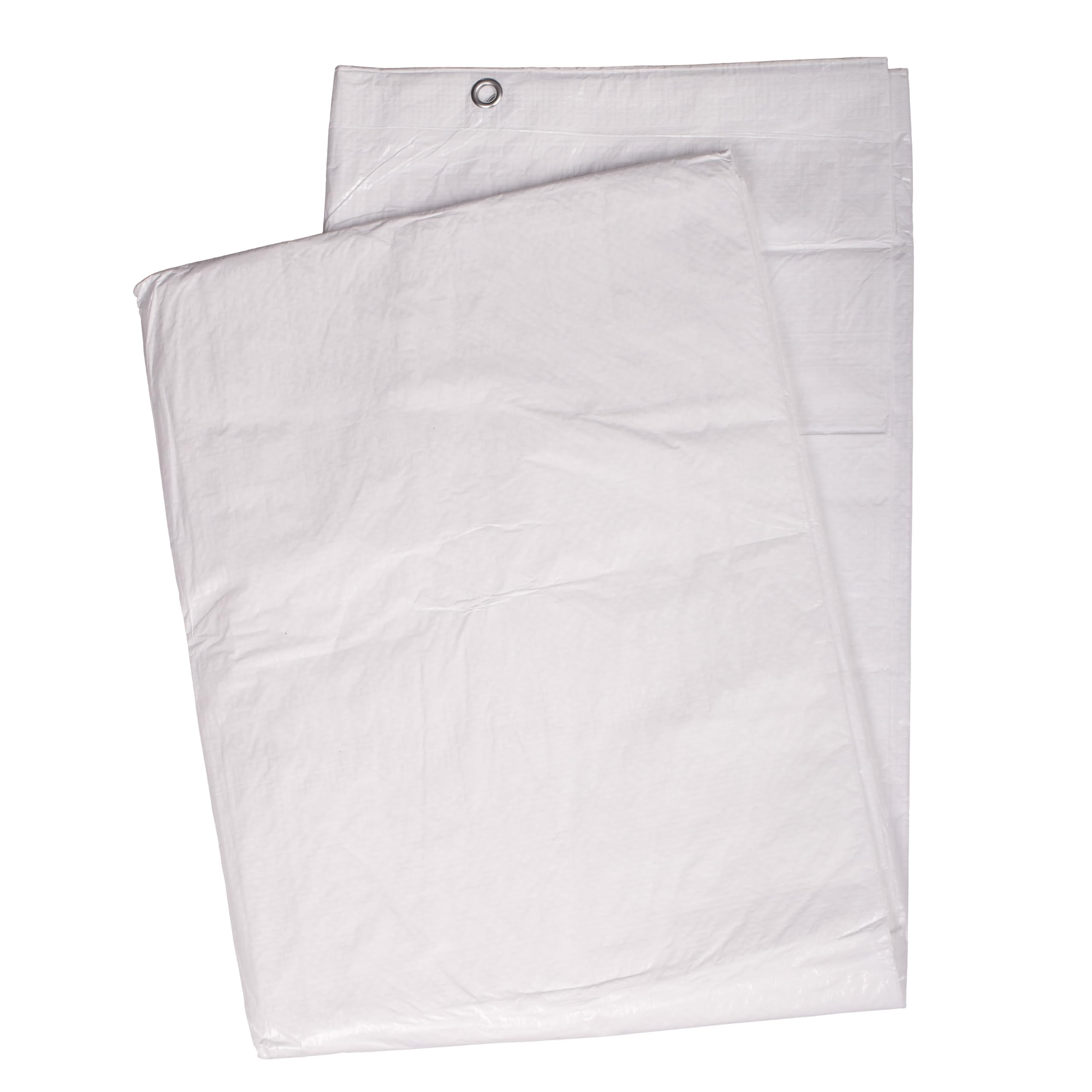 Mivos Bâche de Protection Imperméable 4 x 5 m - Blanc - Tissu PP-PE 60 g/m² - Bâche Universelle résistante à la moisissure pour Voiture Meubles de Jardin Bois - avec œillets en Aluminium