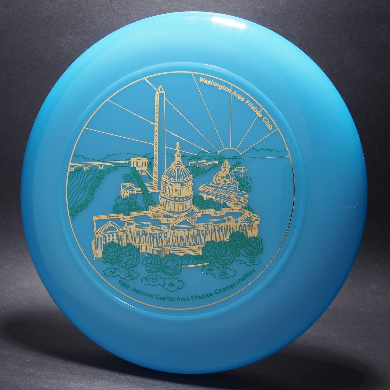 Discraft Sky-Styler WAFC 1982 NAT Capital Area Frisbee Championship Blue w/Green Matte and Gold Foil