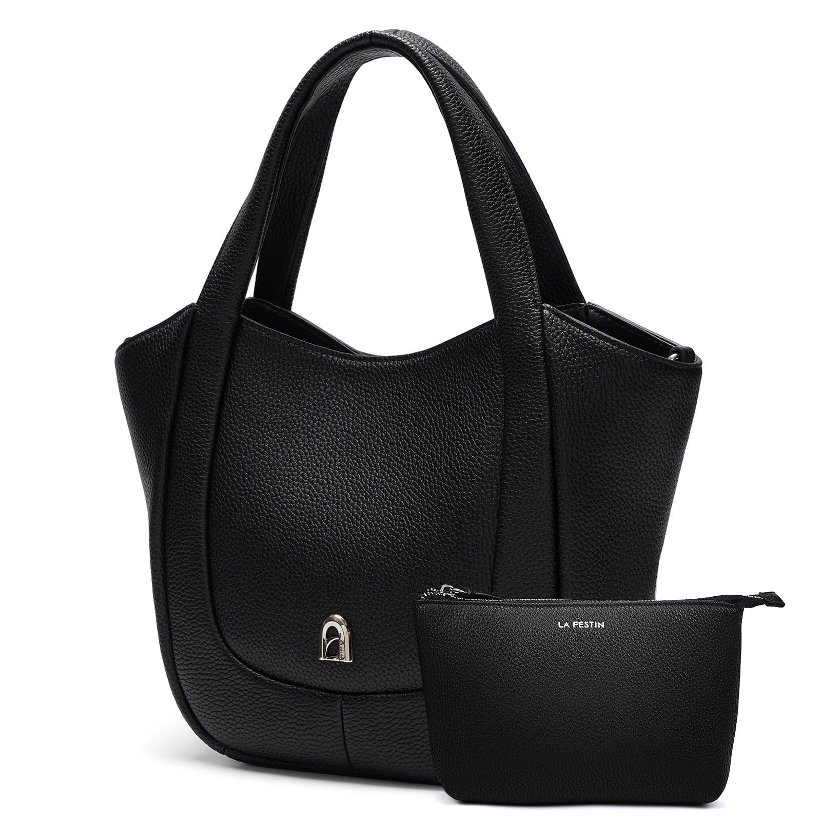 LA FESTIN Genuine Leather Bucket Purses for Women Trendy Shoulder Handbag