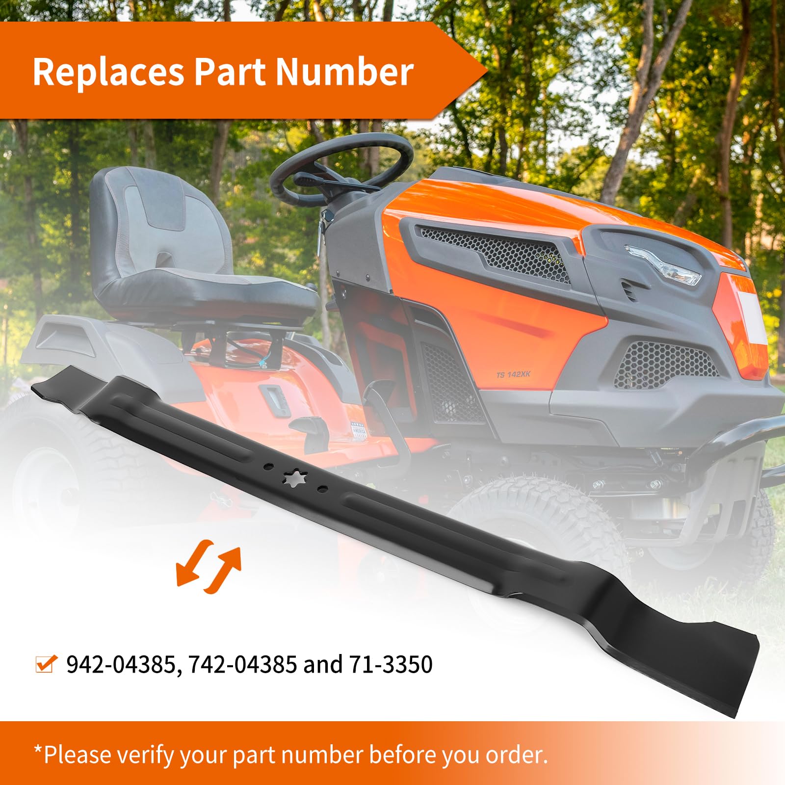 942-04385 Cuchilla de cortacésped para Craftsman Cub Cad et Mini Riders de 76.2 cm, hoja de mantillo 3 en 1 742-04385 compatible con Craftsman R1000, Cub Cad et CC30, Troy Bilt TB30, paquete