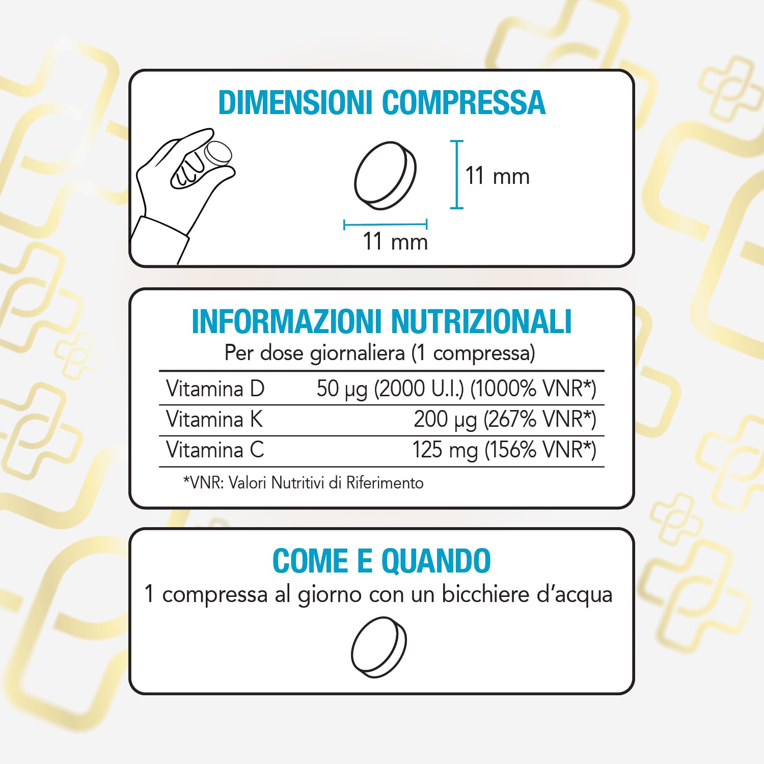 Vitamina D3 K2 Mk7 Con Vitamina C PiùLife – 200 Compresse – 1 Al Giorno, Vit D3 2000 UI, K2 200µg – Sostiene ossa forti, difese naturali e l’equilibrio di calcio e fosforo