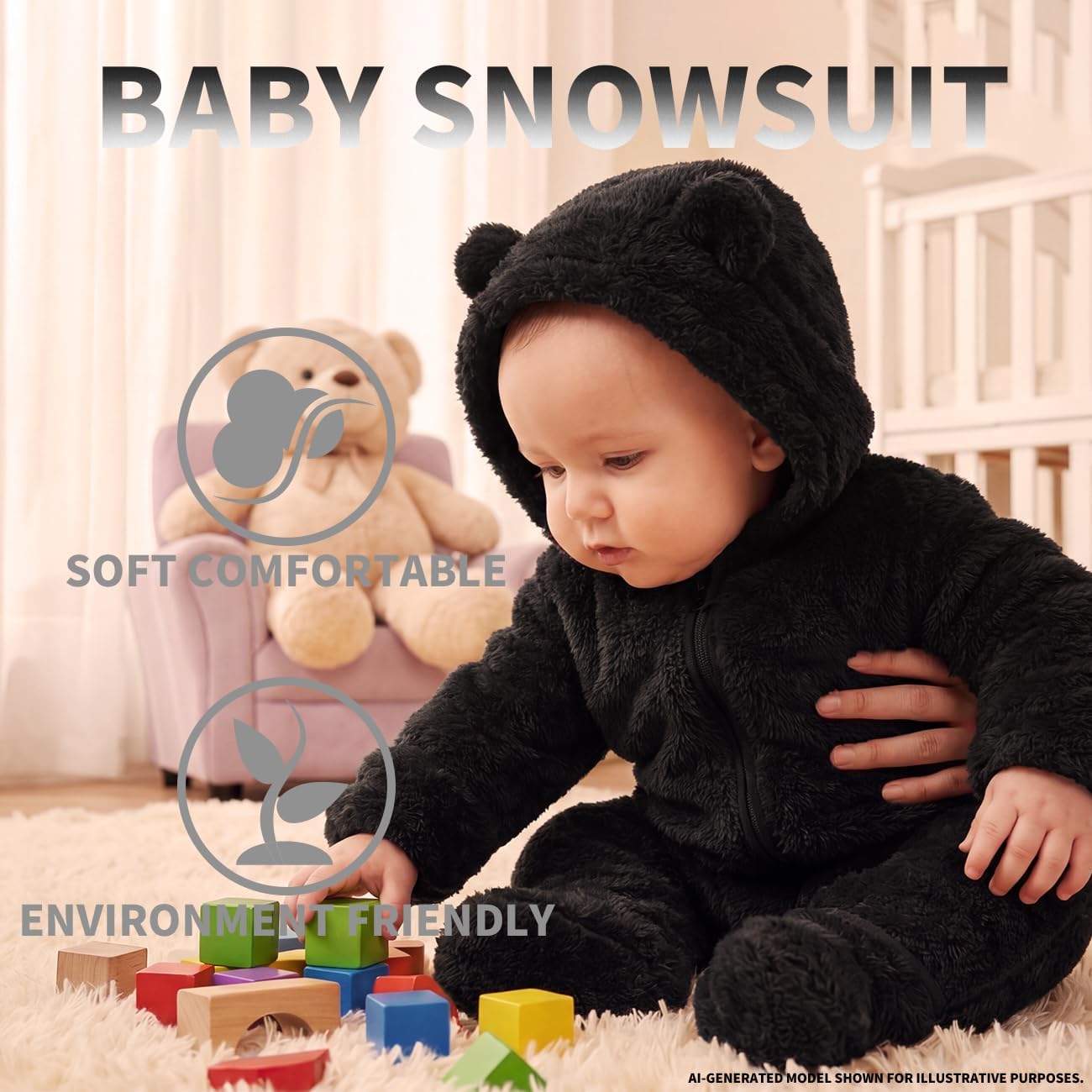 Newborn Baby Boy Snowsuit Toddler Girl Infant Fleece Winter Coat