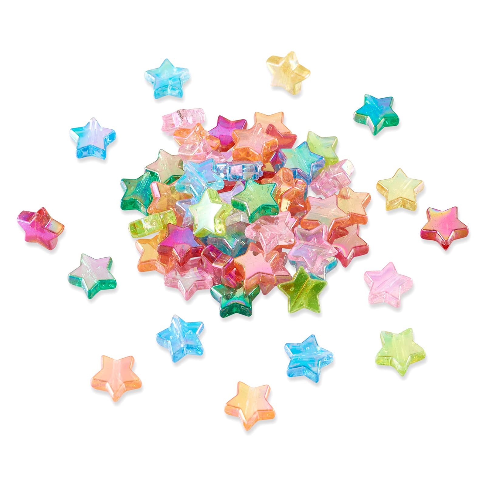 Lotto 42 Perline Acriliche A Forma Di Stella | Colori Misti AB, Diametro 20mm, Foro 2mm Per Bigiotteria Fai Da Te