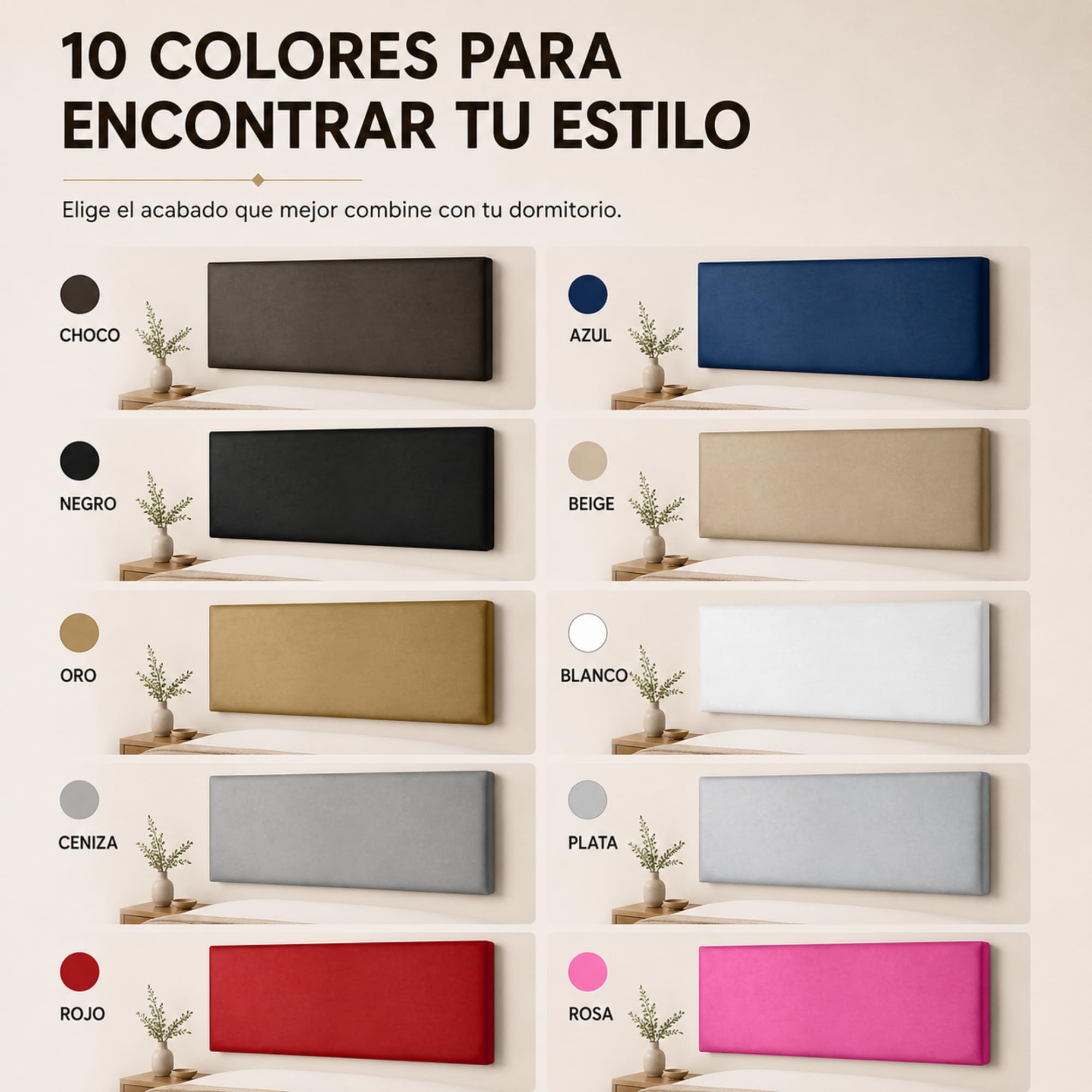 FISIO Dreams Cabecero Polipiel Caribe 1 para Cama 90, 105, 135, 150, 160,180 y 200 cm | Cabezal Tapizado Moderno y Minimalista | Fabricado en España | Fácil Instalación