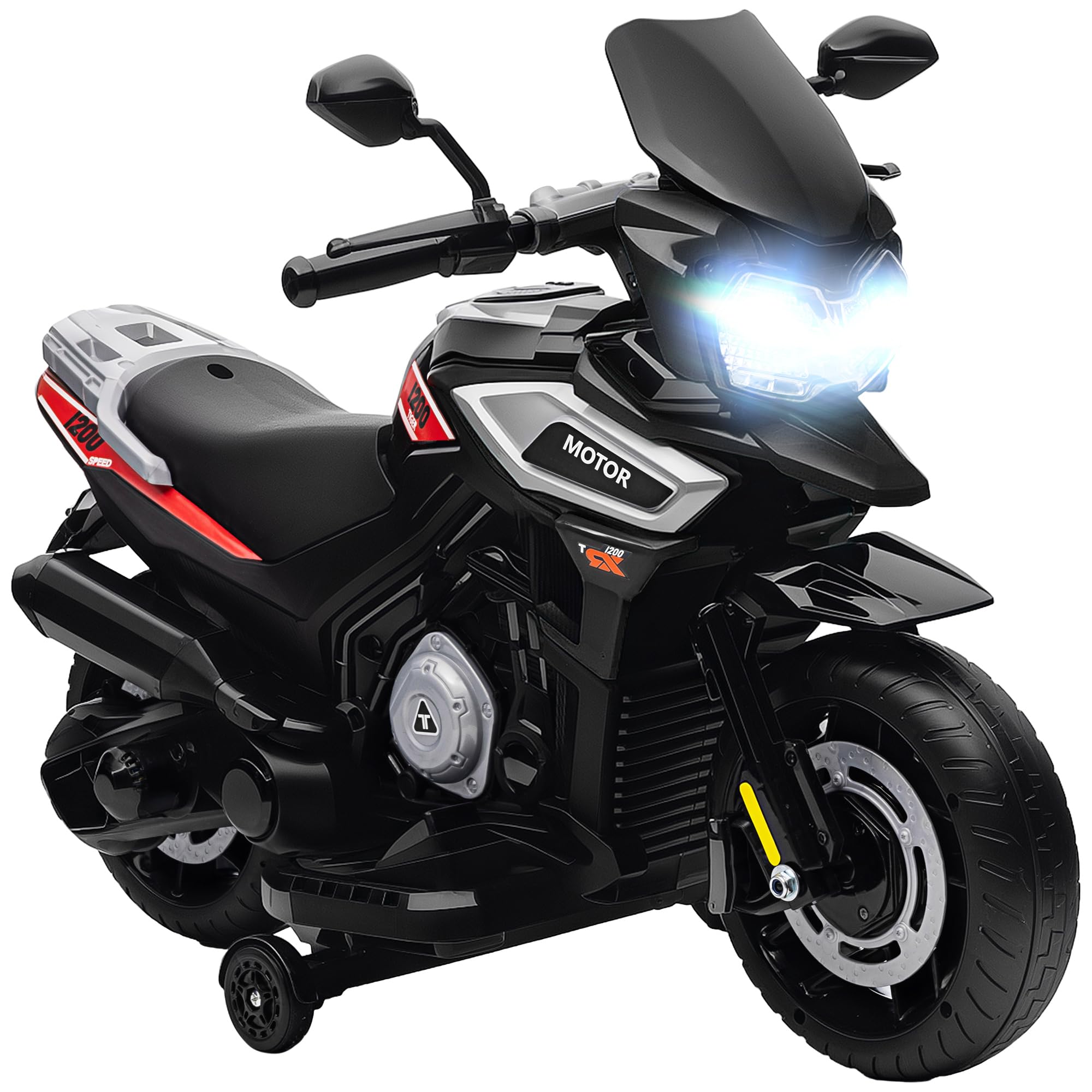AIYAPLAY Moto Électrique Enfants 6 V Roues d'Entraînement 18-36 Mois Noir