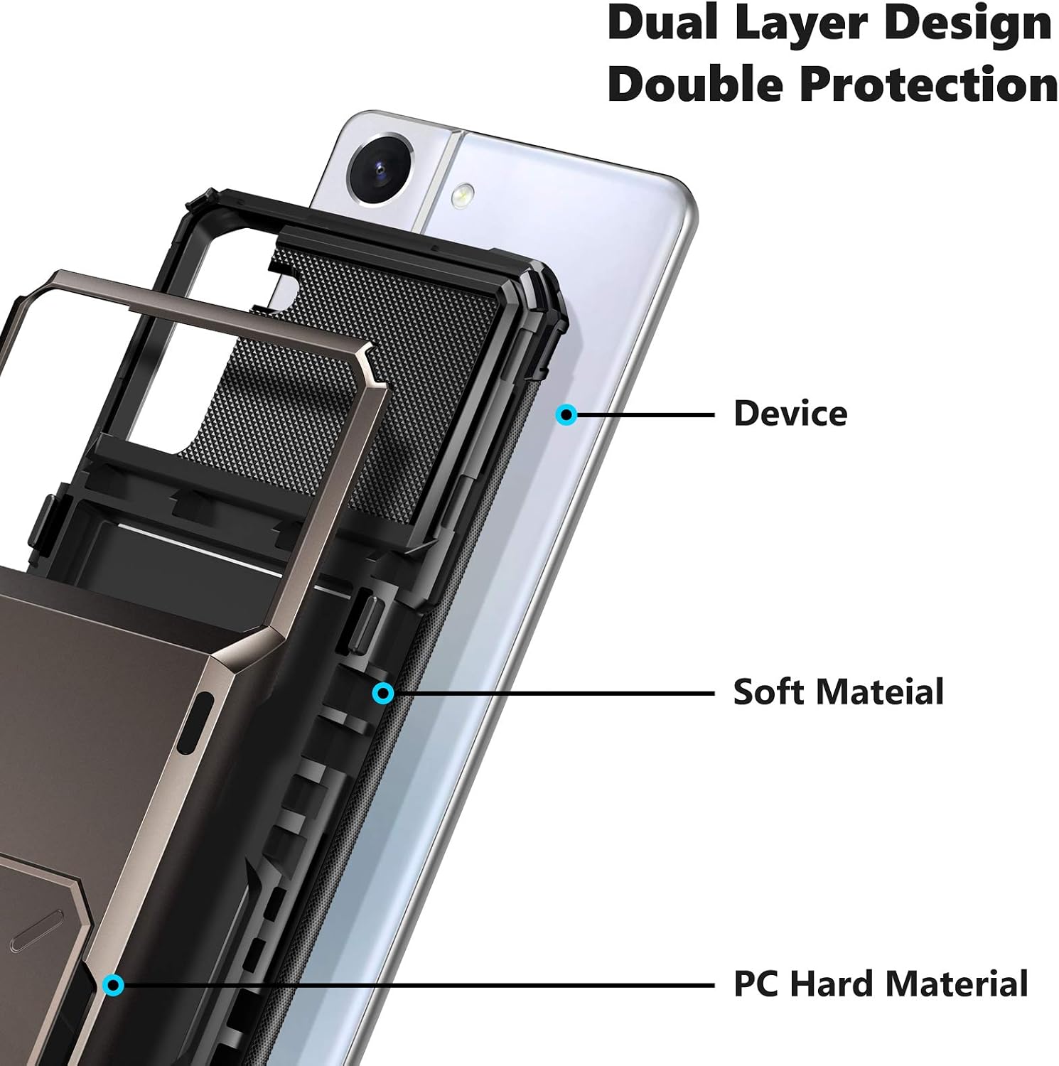 ELOVEN for Samsung Galaxy S21 Plus 5G Case Wallet Galaxy S21 Plus Case with Card Holder Hidden Credit ID Card Slot Shock Absorption Rugged Bumper Hard PC Case for Galaxy S21 Plus 5G 6.7 inch Gun Metal