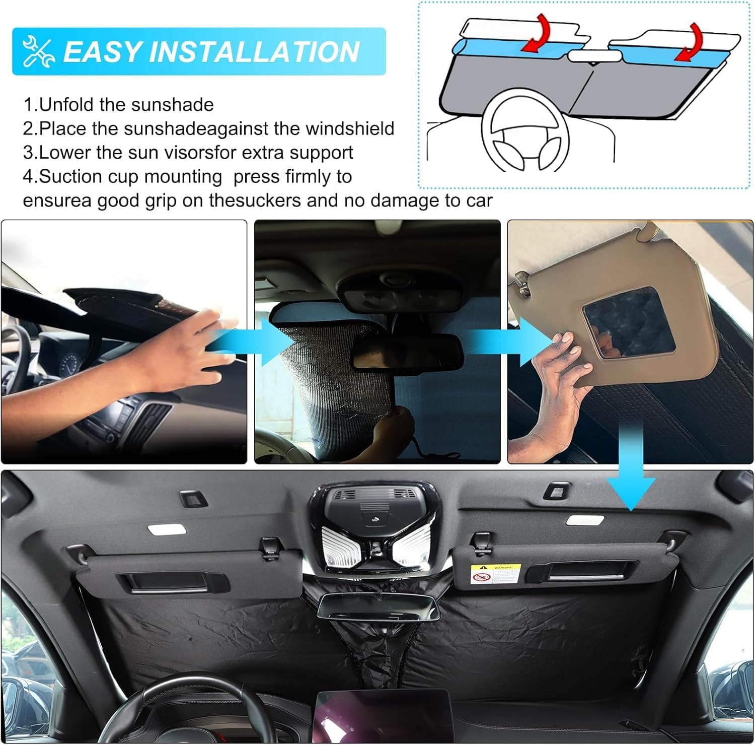 Car Windshield Sunshade Compatible with BMW 5-Series G30 G31 525i 525xi 528i 528xi 530i 530e 530xi 535i 535xi 545i 550i 2018-2023 Front Window Foldable Sun Shade UV Protection Visors (Regular Version)