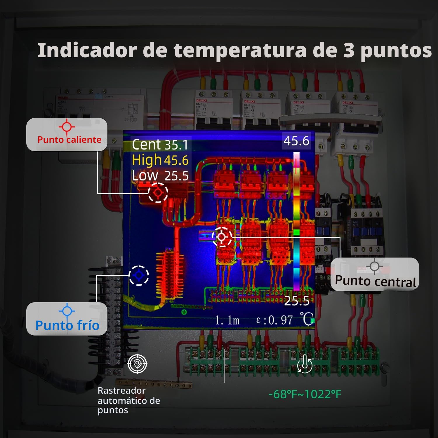 BSIDE Cámara Térmica 240×240 Resolución 15 Paletas de Colores Cámara Térmica Infrarroja -4°F to 1022°F 25Hz Cámara Térmica de Mano Recargable con Puntero Láser 50°FOV para Inspección de Viviendas HVAC