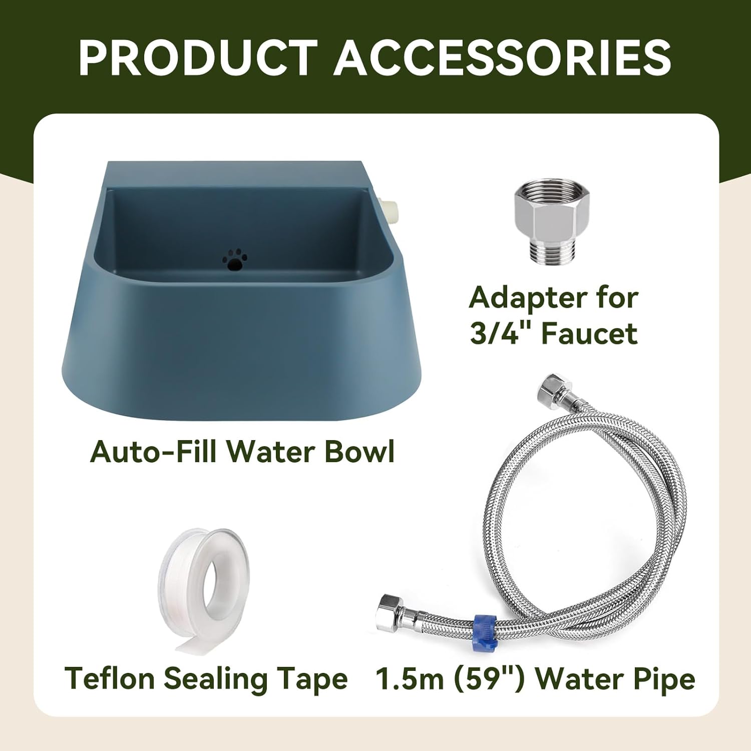 LESYPET Dog Automatic Water Bowl, 67 OZ Automatic Refill Pet Water Dispenser for Cat Chicken Rabbit, Outdoor Animal Drinking Bowl for Livestock, Hose & Adapter Included