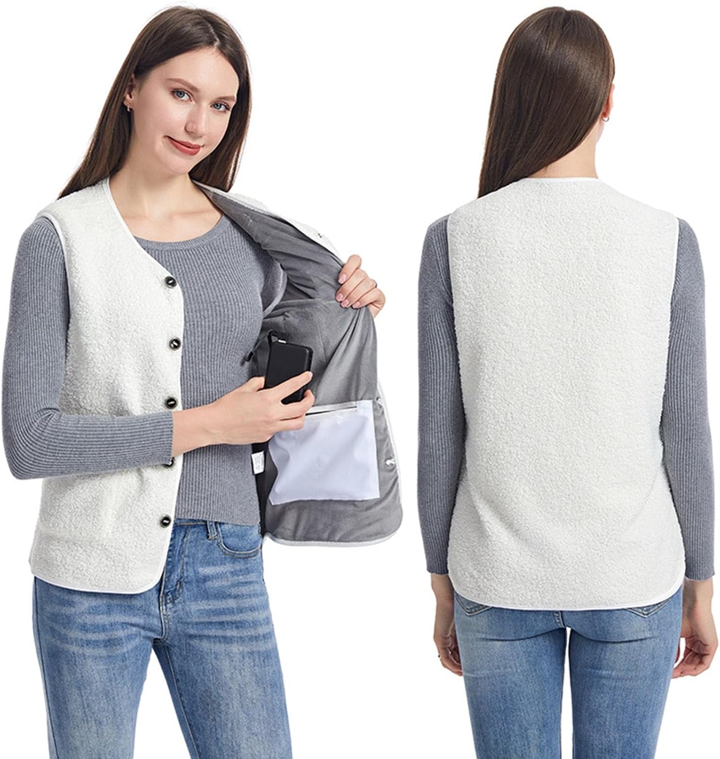 Heated Vest Women's Fashion Winter Outdoor Warmth Electric Jacket 16-Zone Heating