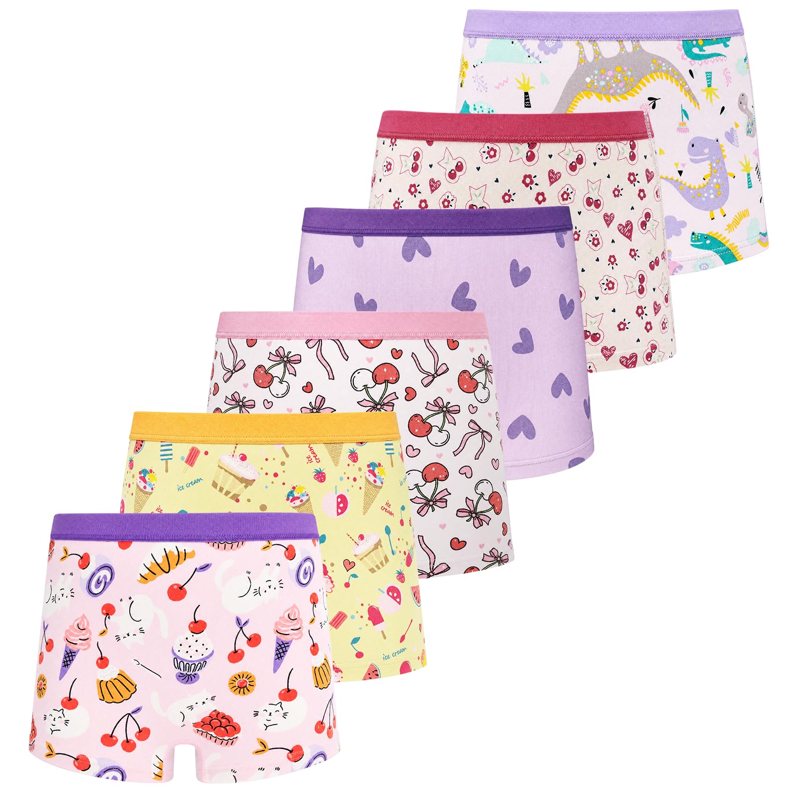 FLYISH DIRECT Mädchen Unterwäsche 6er Pack – Baumwolle Unterhosen, Atmungsaktiv & Dehnbar Mädchen Boxershorts