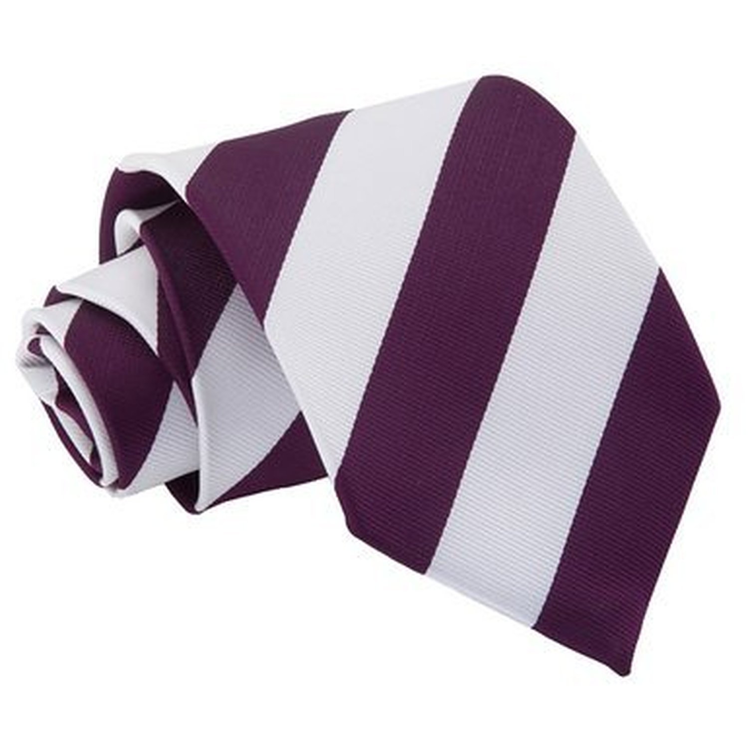 DQT Mens Striped Classic Tie - 9cm Width Necktie - Wedding, Business & Formal - Purple and White