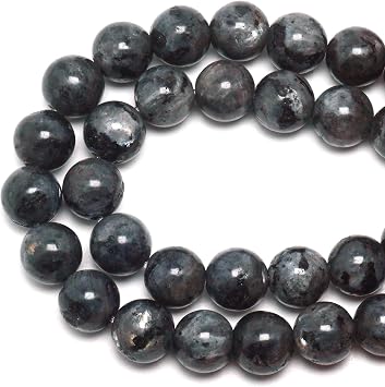 Natural Black Labradorite Stone Round Jewelry Beads 8mm, 45-48pcs