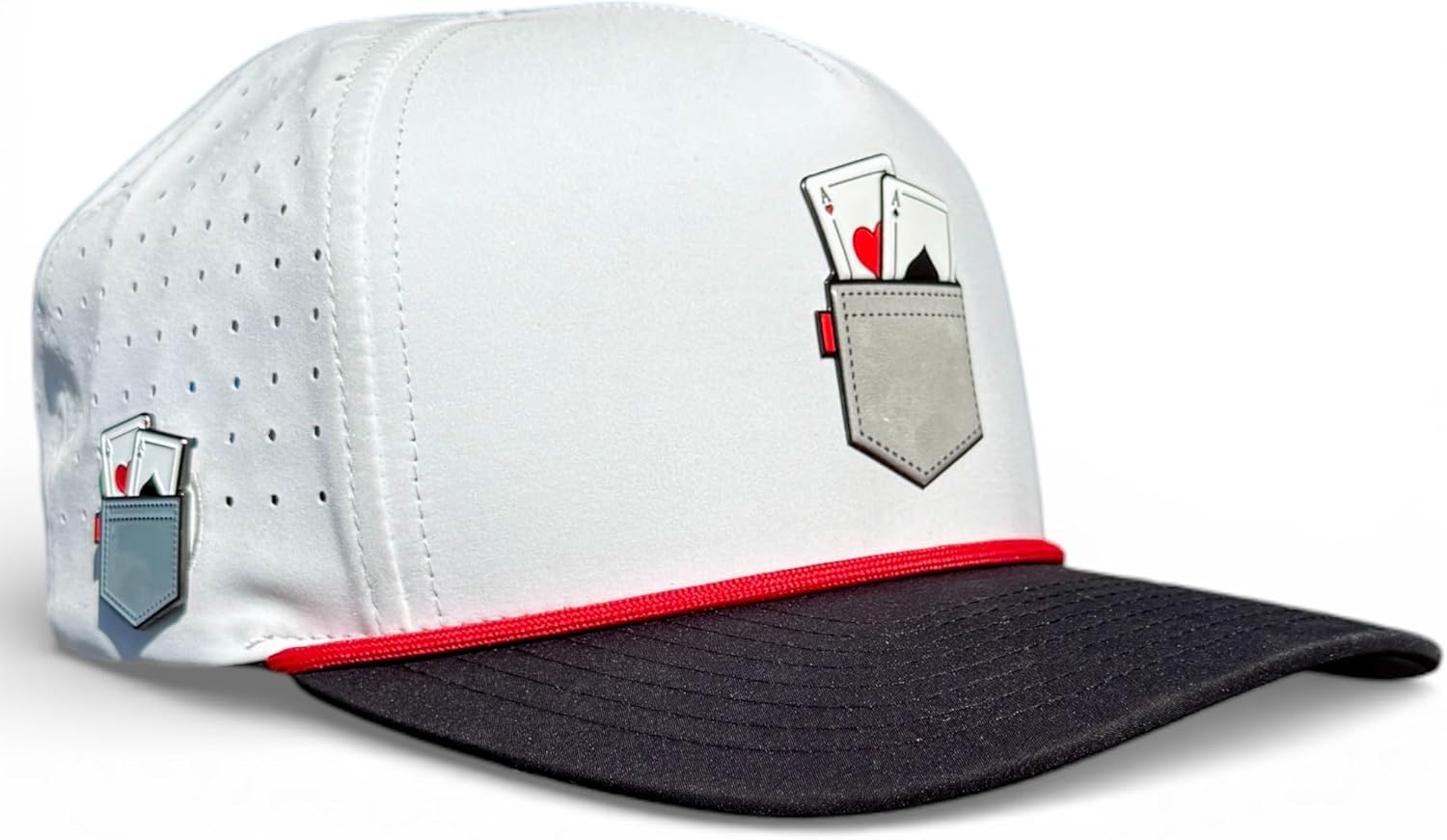 Logie Joe's Pocket Aces Golf Hat | Snapback Cap | Built-in Magnetic Ball Marker Holder + Marker Included | Adjustable Gray & Black