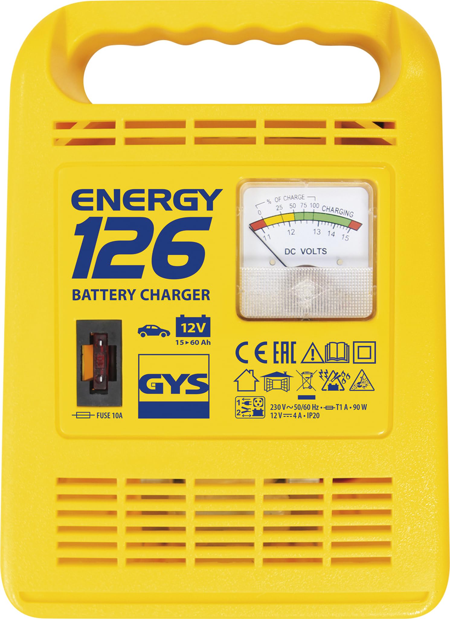 GYS Cargador de batería de Coche 90W para Coche Camiones Moto Batería desde 15Ah 023222