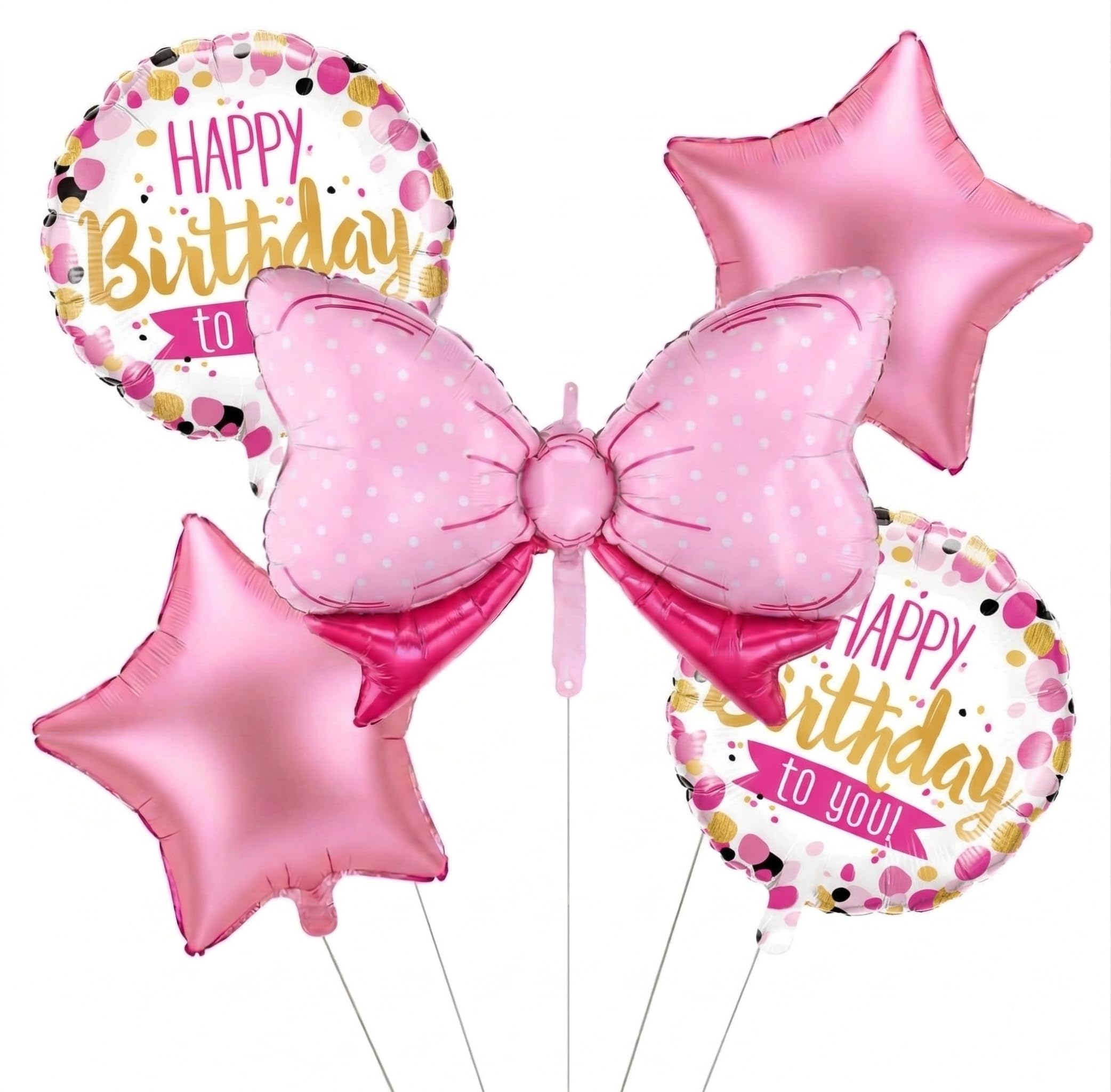 Happy Birthday Bow Foil Balloon Decoration | Girl Birthday | Bowtie Balloon Party Decoration (Pack of 5)-image-28