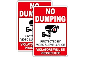 Reflective No Dumping Sign 2-Pack, Safeguard Property with Video Surveillance Signs