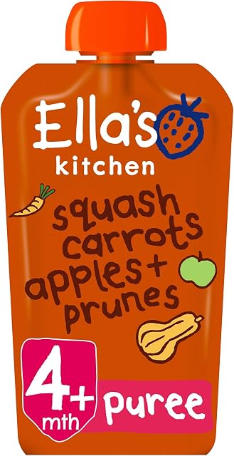 Ella's Kitchen Stage 1 From 4 Months Organic Butternut Squash, Carrot, Apple and Prune 120 g (Pack of 7)