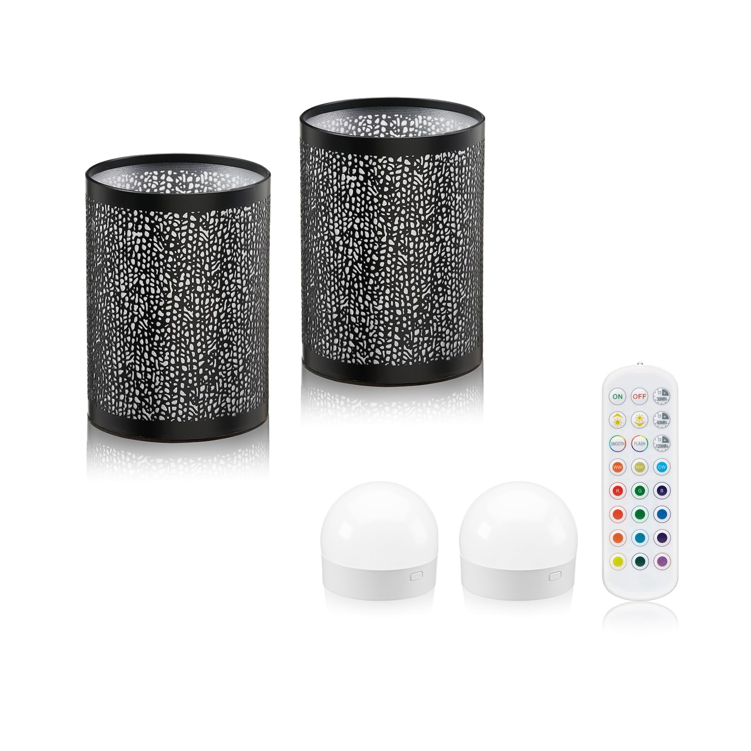 Auraglow Black Rechargeable Wireless Led Table Lamp With Remote – Battery-Powered, Dimmable, Colour-Changing, Cordless For Restaurants, Bars & Homes (, 2 Lamps, 2 Light Sources, 1 Remote)
