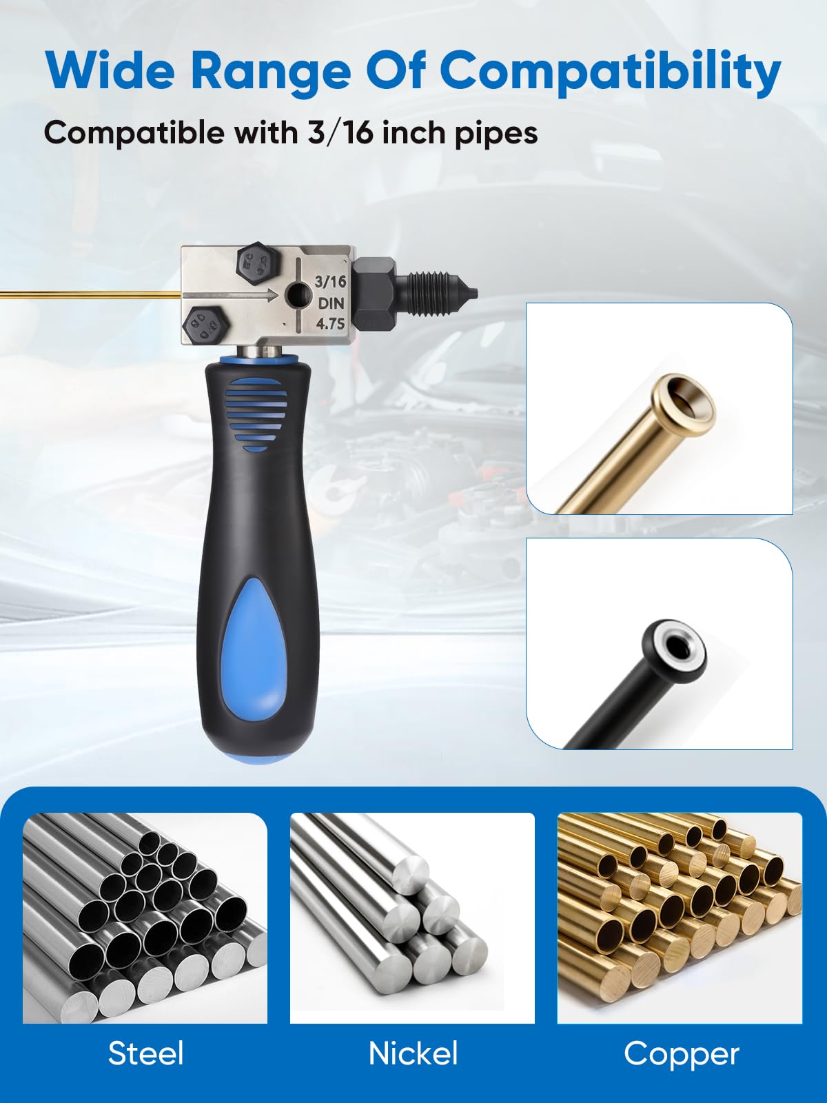 Set attrezzi doppia bordatura cavi freni DIN 4,75 mm universale kit riparazione rame nichel acciaio auto camion