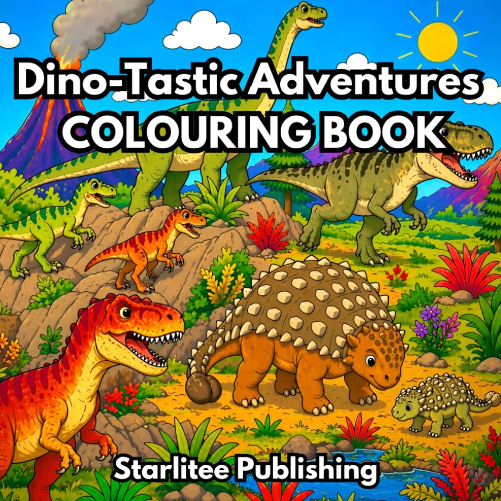 Dino-Tastic Adventures Colouring Book: Fun learning with dinosaur names
