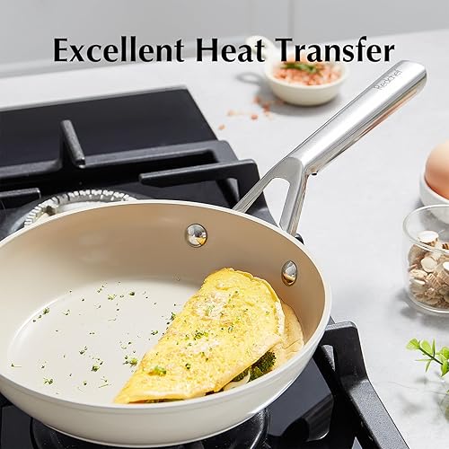 Miniatura 4 de Sartén pequeña antiadherente de cerámica de 8 pulgadas, apta para inducción, horno y lavavajillas, no tóxico, sin PTFE ni PFOA, ideal para tortilla