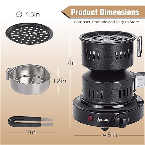 Miniatura 5 de AHADU Quemador de carbón eléctrico de alta calidad, iniciador de carbón de coco Hibachi, control inteligente de sobrecalentamiento. Disco de carbón