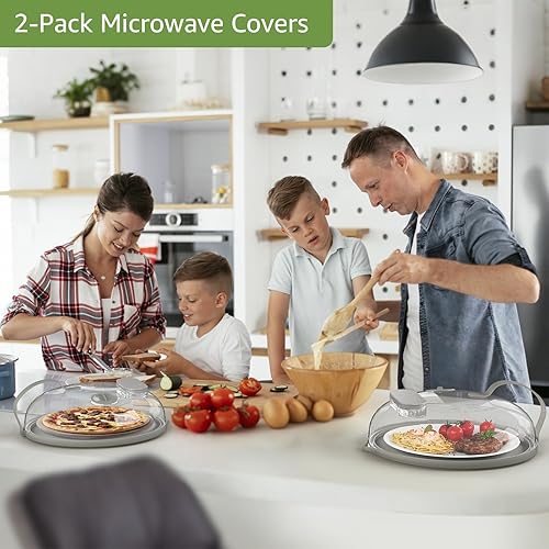 Miniatura 4 de Cubierta de salpicaduras de microondas con vaporizador de agua para alimentos, protector de salpicaduras de microondas de vapor de 10 pulgadas con