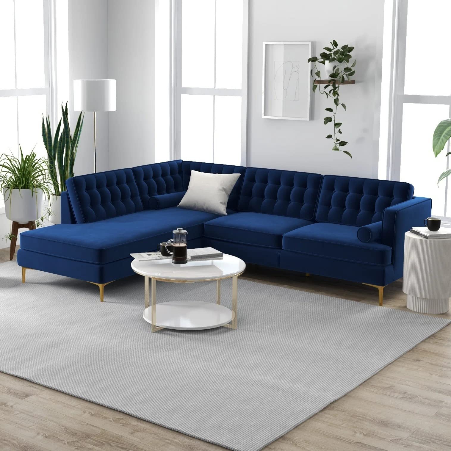Hector 6 Seater L Shape Sofa Set for Living Room, Six Seater Sofa with Lounger. (Blue_LHS) | l Shape Premium Sofa for Living Room-image-48