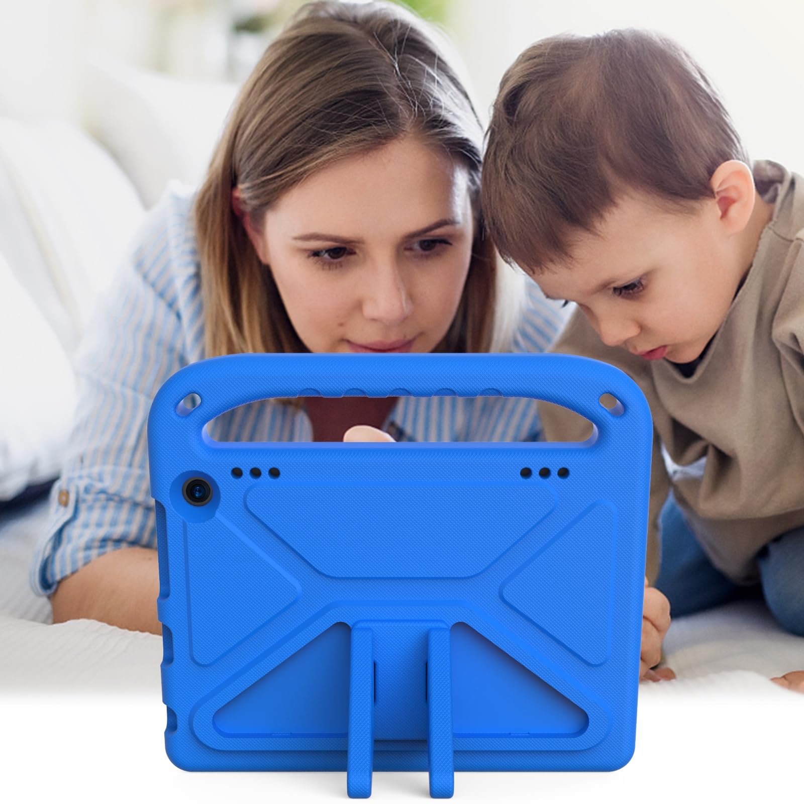Pełne etui ochronne Kompatybilny z Kindle Fire HD8/HD 8 Plus 2022 2020, amortyzujący wstrząsy, z uchwytem, ​​EVA, uchwytem, ​​solidne etui na tablet dla dzieci, lekkie(Blu)