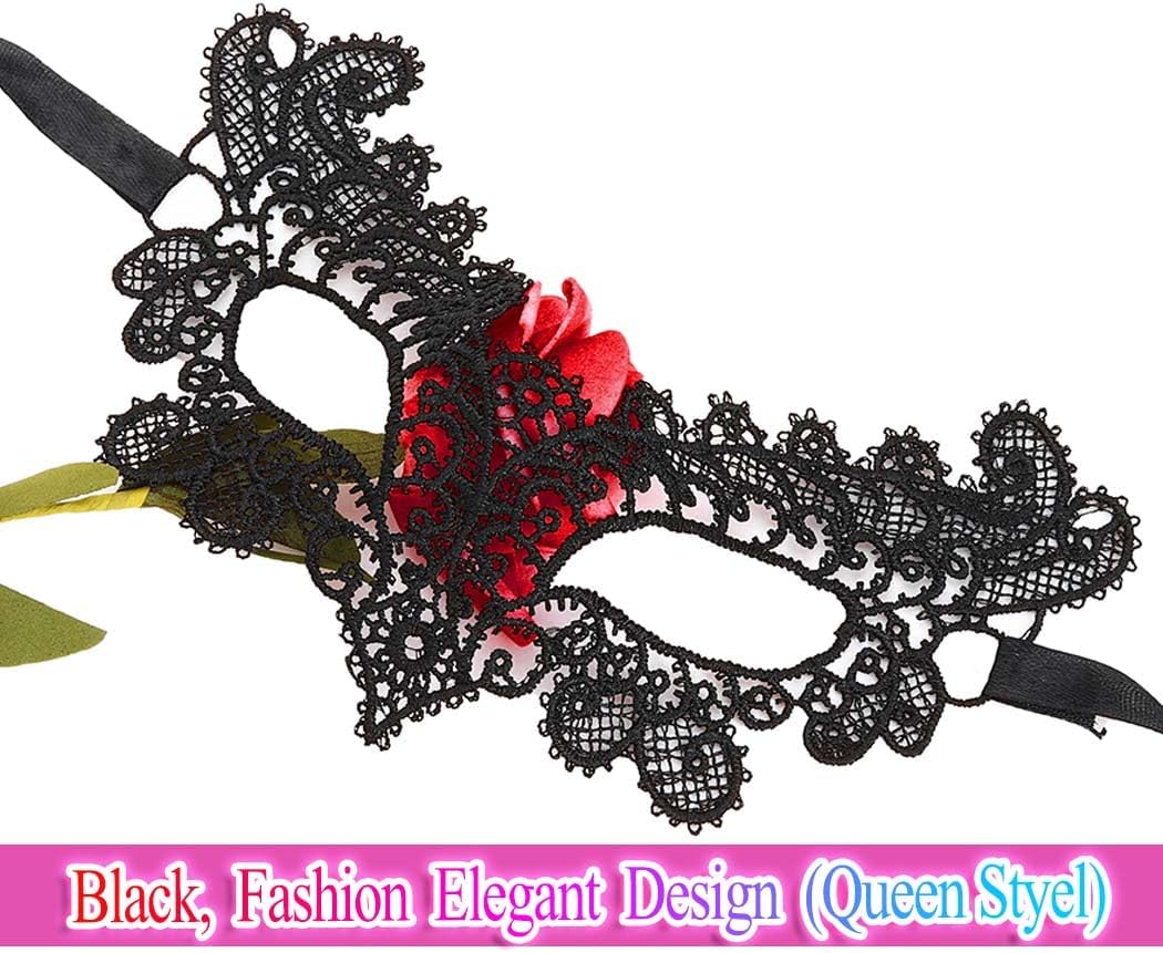 Nicute Lace Masquerade Mask Black Halloween Masks for Women | Black Masquerade Mask Goth Face Mask Lace Masquerade Masks Venetian Half Masks Halloween Eye Accessory for Women