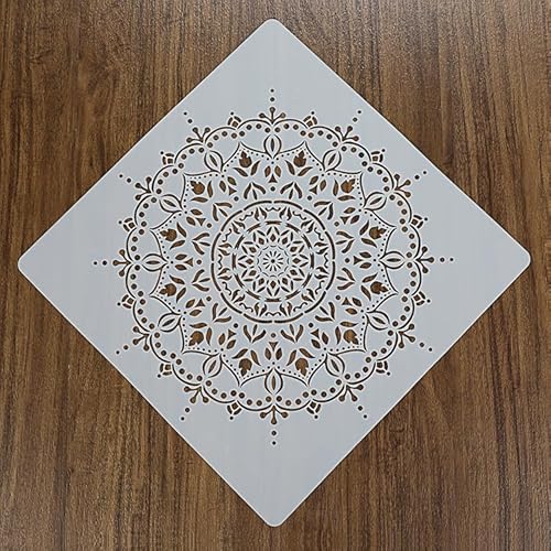 Pacote com 9, estêncil grande, 30,5 x 30,5 cm, estêncil mandala reutilizável, modelo de pintura com
