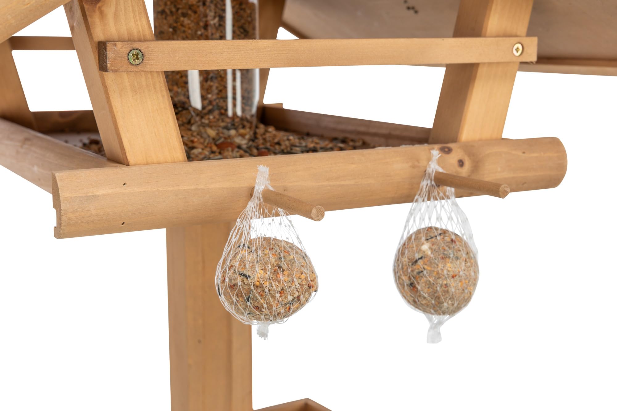 TRIXIE Vogelfutterhaus mit Ständer - Silo mit abnehmbarem Deckel hält Futter trocken & sauber - 4 Sitzstangen, auch für Meisenknödel - Futtertisch für Bodenfresser - 55 × 27 × 53 cm - 1,40 m - 55809