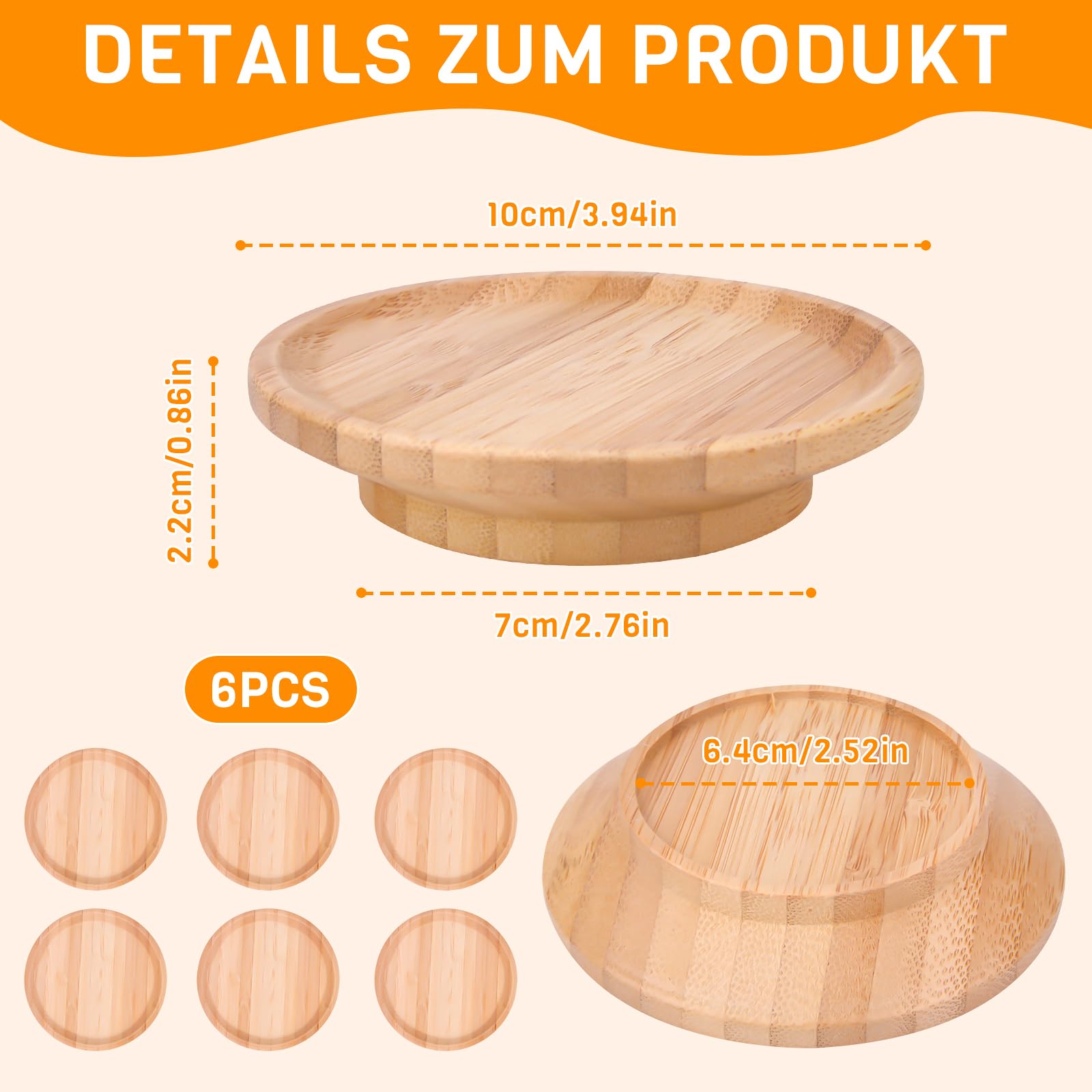 AKONE Wijnglazen toppen, hout, 6 stuks, karcuterie wijnglazen, 10 cm