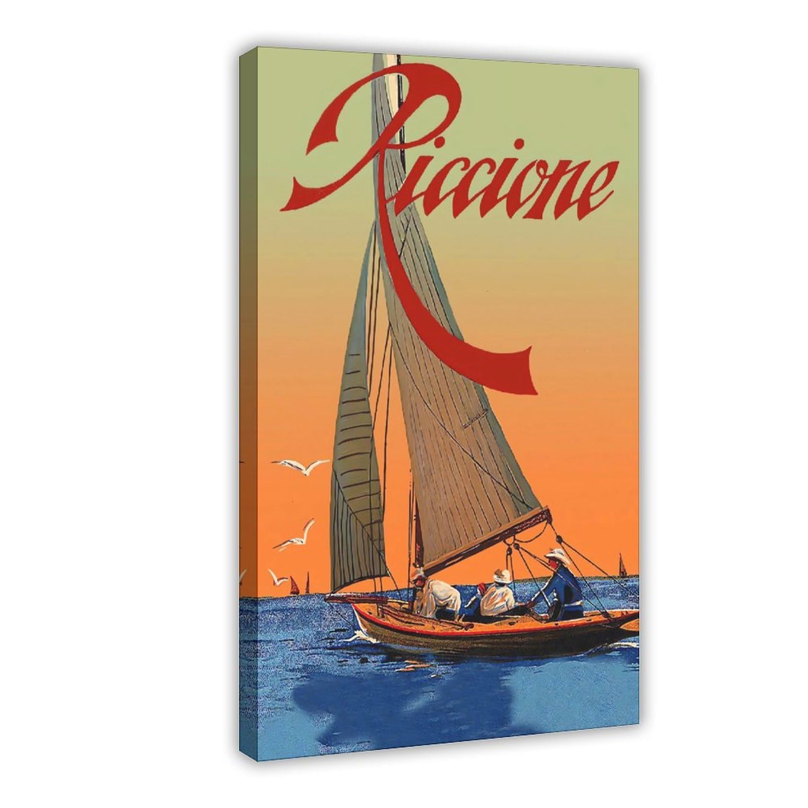 QNVJQKDSI Riccione Travel Vintage Canvas Poster Bedroom Decor Landscape Office Room Decor Gift 20" L X 30" W