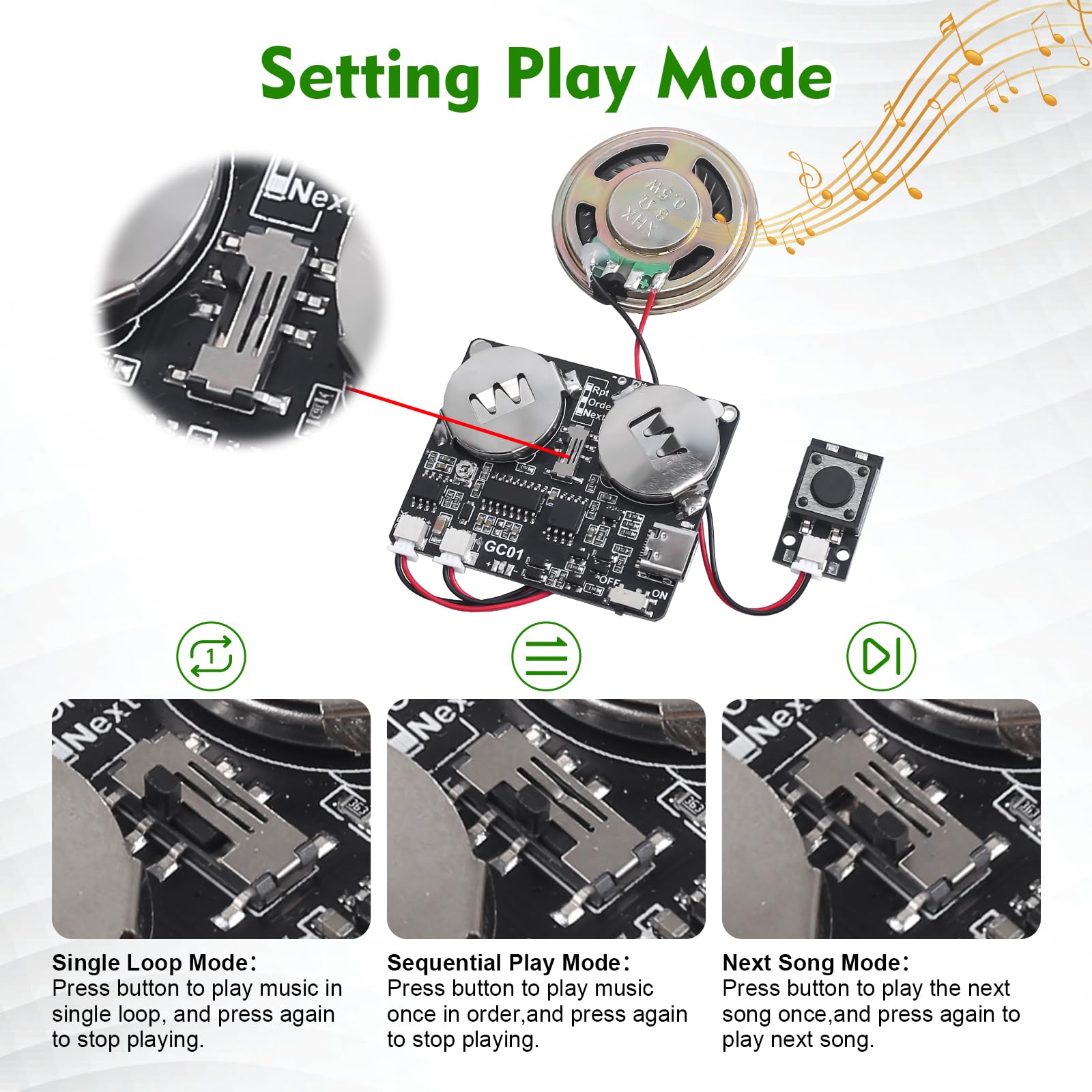 ICSTATION Sound Module, Downloadable Sound Module Voice Button with 8MB Memory Push Button Control Sound Chip for DIY Personalized Voice Recording for Mothers Day Greeting Card - Image 3