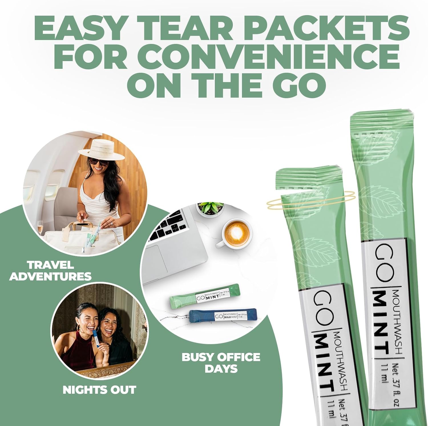 Exershield to GO mouthwash no Alcohol Formula (Mint, 5 Individual Packets)