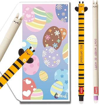 Legami Erasable Pens Bundles/Sets with Cute Envelope - Easter Special Bunny, Bee Set, 2 Pens