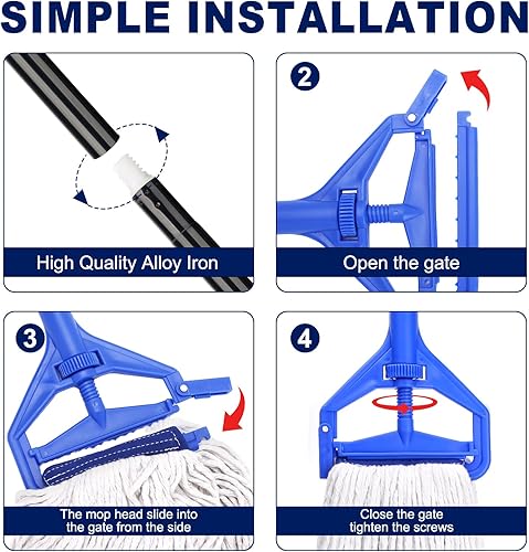 Miniatura 7 de KeFanta Mango de trapeador de 60 pulgadas para uso comercial, resistente, reemplazo de palo de trapeador de metal industrial, cambio rápido, soporte