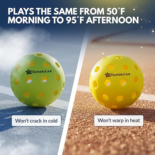 Miniatura 4 de EPAMERICAN Pelotas de pickleball para exteriores aprobadas por USAPA - Pelotas de pepinillo para jugar al aire libre Sin puntos muertos, rebote