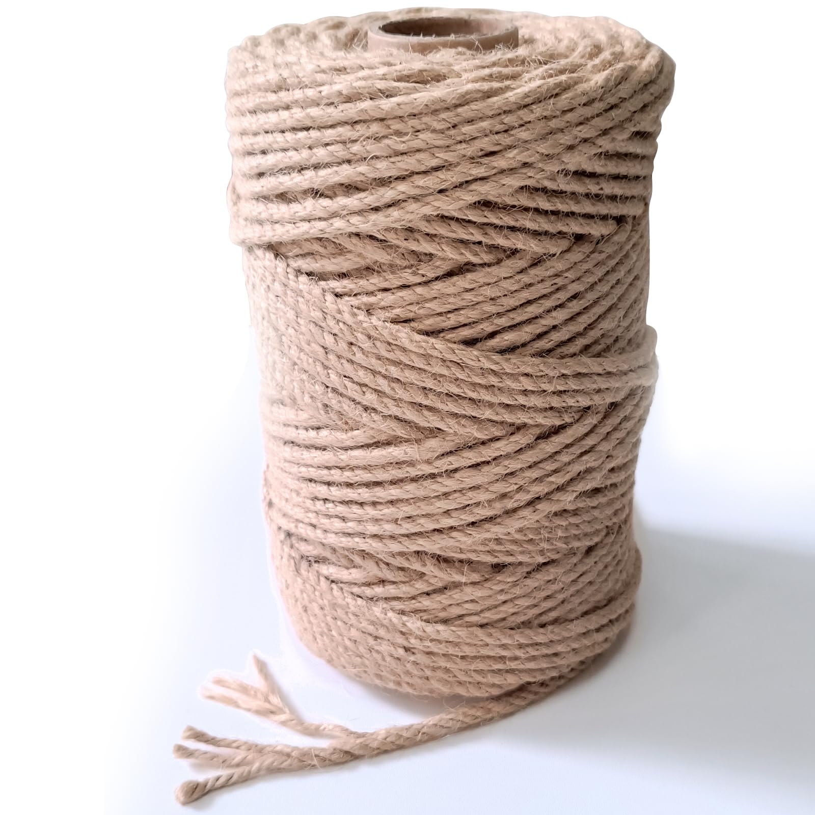 6mm Jute Twine String, 164 Feet 4 Ply Thick Heavy Duty Twine Rope for Crafts, Cat Scratching Post, Cats Toy Making, Gardening Plant, Packing, Bundling